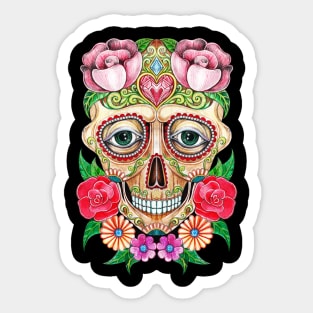 Sugar skull fancy day of the dead. Sticker
